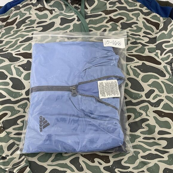 Vintage Adidas Jacket Mens Medium Blue Hooded Windbreaker Full Zip Lightweight - Picture 12 of 12